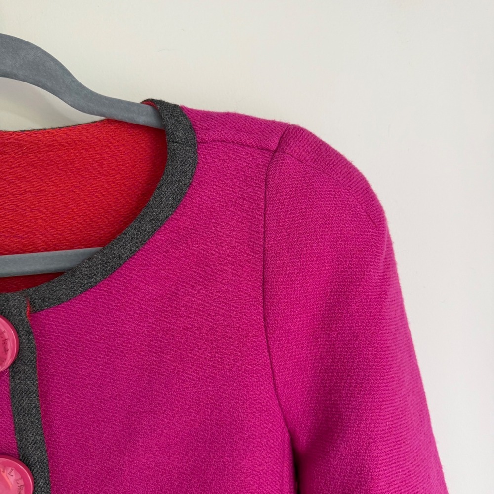 VTG WEILL Paris Jacket 100% Boiled Wool Pink France Collarless Trachten US SZ 10 - Picture 4 of 15